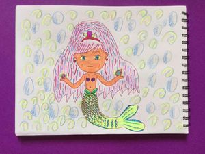 漂亮的美人鱼-宝贝计画儿童美术学员画作